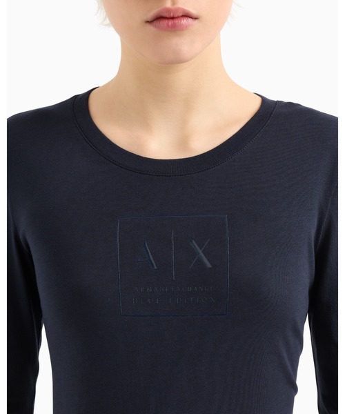 tシャツ 「A|X アルマーニ エクスチェンジ」BE AXロゴ 長袖クルーネックTシャツ/SLIM レディース