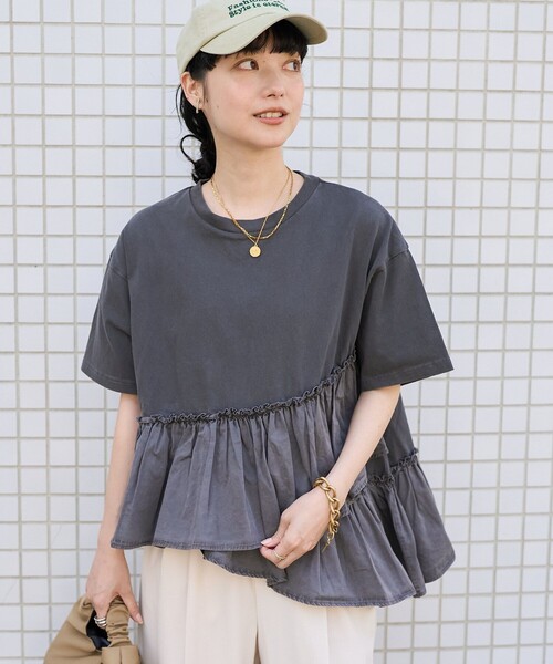 FURFUR 異素材フリルドッキングTシャツ FURFUR（ファーファー）の「異素材フリルドッキングTシャツ（T