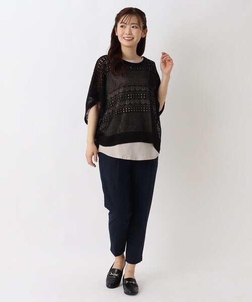 one'sterrace ベスト ジレ 透かし 柄編みプルオーバーベスト