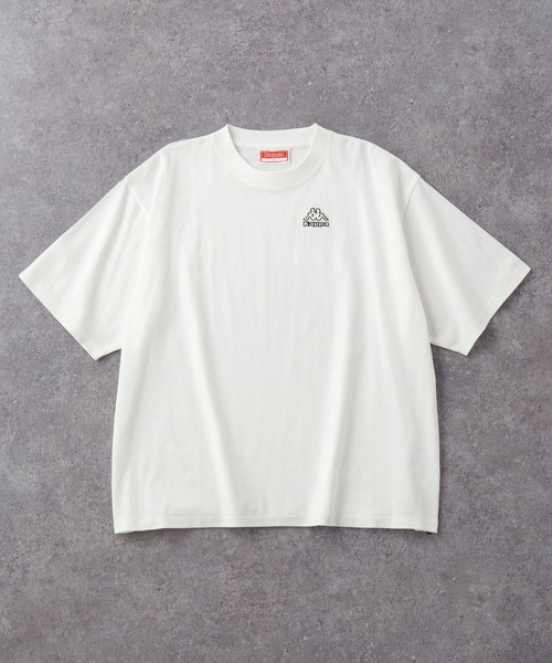 売れ筋商品|||カッパ Tシャツ レディース トップス Print T-shirt - white/black Kappa tシャツ Kappa/カッパ 別注 ロゴ刺繍 オーバーサイズ半袖T