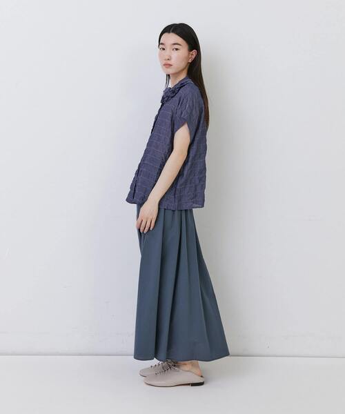 「conges payes ADIEU TRISTESSE」 長袖ブラウス - ネイビー レディース conges payes ADIEU TRISTESSE ブラウス シャツ コットン