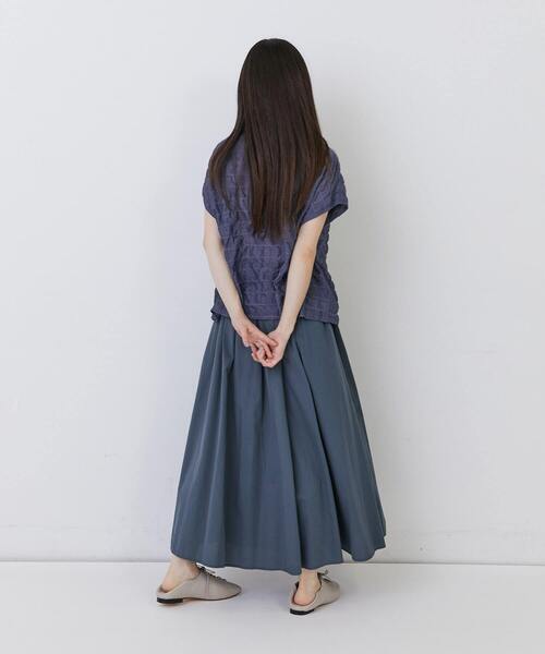 conges payes ADIEU TRISTESSE - 新品 LOISIR コットンアムンゼン ブラウス モカ 襟 袖口 フリル 長袖 conges payes ADIEU TRISTESSE ブラウス シャツ ステッチワーク
