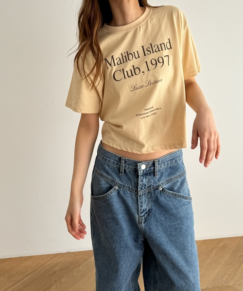 MARANI JEANS 売れ筋商品|||マラーニ ジーンズ Tシャツ トップス レディース Polo shirts Azure MARNI (マルニ) ロゴプリント クルーネック 半袖 Tシャツ
