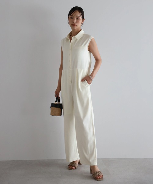 ENC オールインワン 「動画あり」polo collar sleeveless jumpsuit 