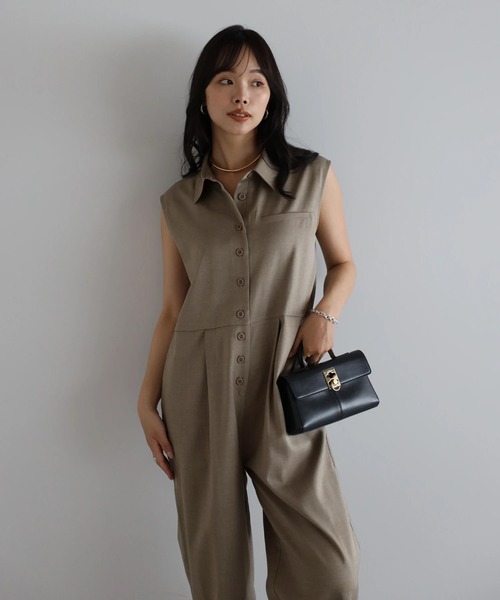 ENC オールインワン 「動画あり」polo collar sleeveless jumpsuit