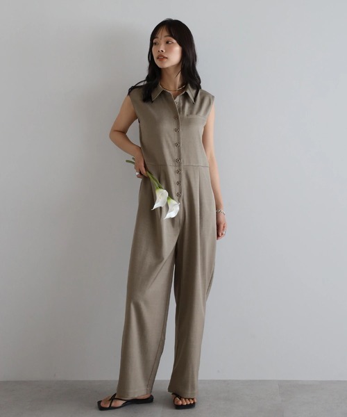 ENC オールインワン 「動画あり」polo collar sleeveless jumpsuit