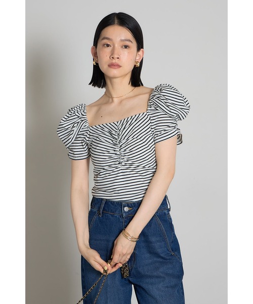 tシャツ ギャザーカットソー レディース レディース 脇ギャザー入り カットソー Tシャツ 日本製 半袖