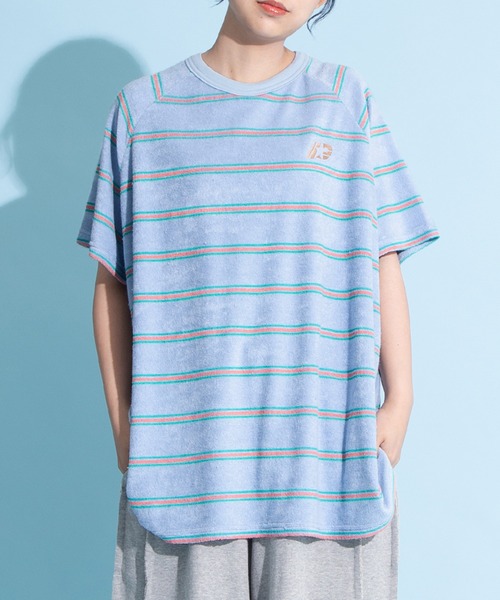 tシャツ ボーダーパイルビッグＴシャツ レディース メンズ
