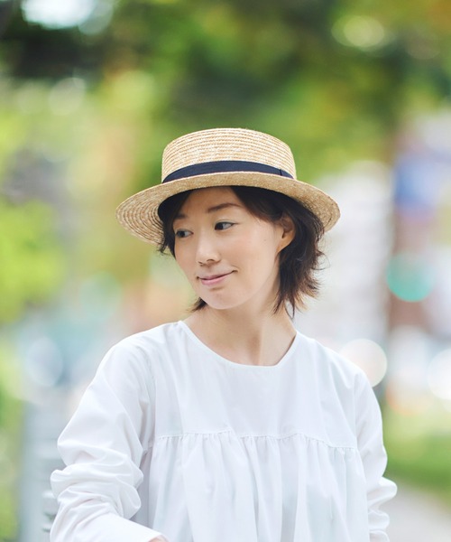 田中帽子店 麦わら帽子 ベージュ 田中帽子店 「田中帽子店」 ストローハット M ベージュ系その他3