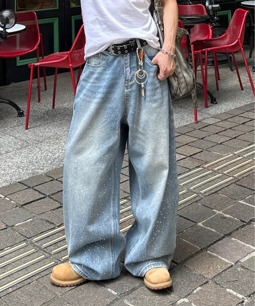 opium swarovski shine wide jeans バギーデニム opium swarovski shine wide jeans バギーデニム | Juns garment