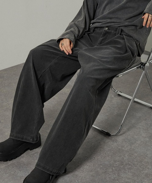 パンツ 「Alfred Alex」ヴィンテージ加工ピグメント コーデュロイ