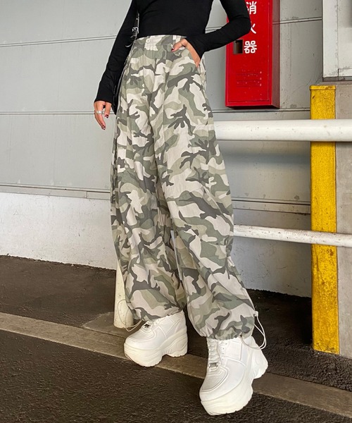 non-hedge（ノンヘッジ） パンツ 迷彩ワイドパンツ レディース