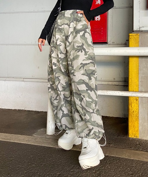 non-hedge（ノンヘッジ） パンツ 迷彩ワイドパンツ レディース