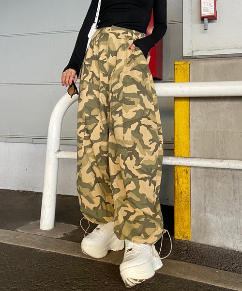 迷彩★3XL★カーゴパンツ★ワイドレッグパンツ★バギーパンツ★ワイドパンツ★男女 non-hedge（ノンヘッジ） パンツ 迷彩ワイドパンツ レディース
