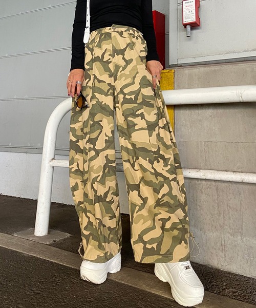 non-hedge（ノンヘッジ） パンツ 迷彩ワイドパンツ レディース