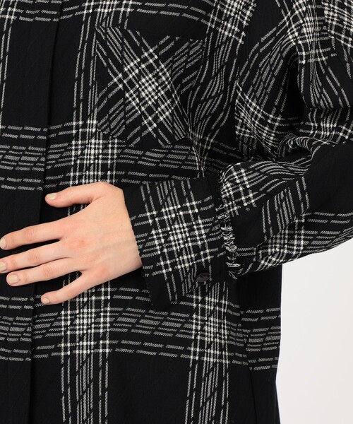 DES PRES コート アウター ハイツイストウールチェック スタンドカラー