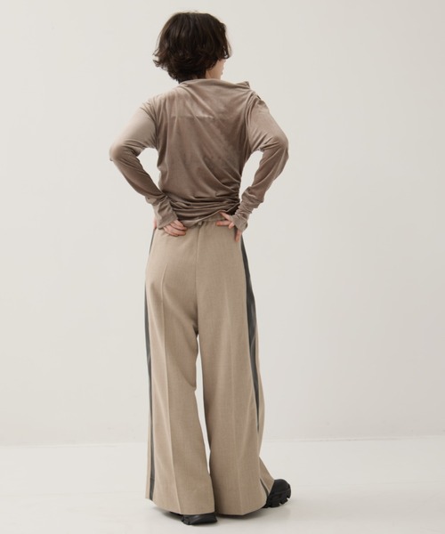 STUDIOUS フェイクリネンフレアトラウザーパンツ STUDIOUS（ステュディオス） スラックス パンツ 「STUDIOUS
