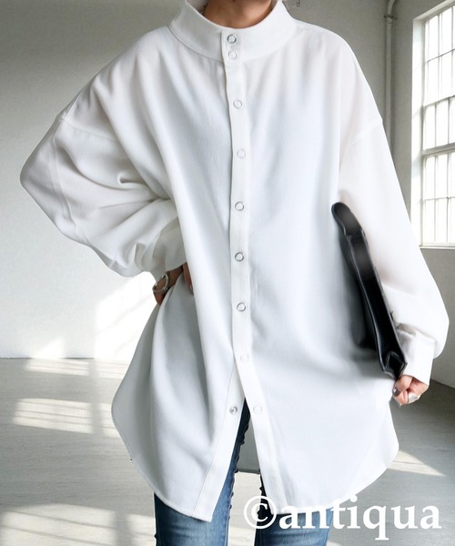 ANIECA スタンドカラーシャツ　定価：14,850円(税込) antiqua（アンティカ） ブラウス シャツ スタンドカラー シャツ