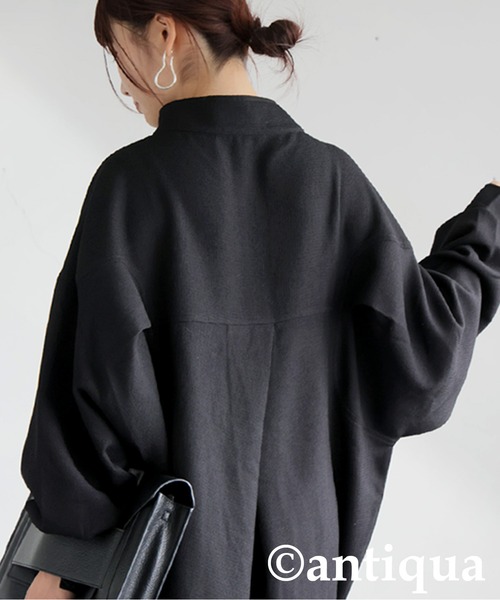 ayumiです。antiqua♛ スタンドカラー コットンシャツワンピ antiqua（アンティカ） インド綿 シャツワンピース ワンピース