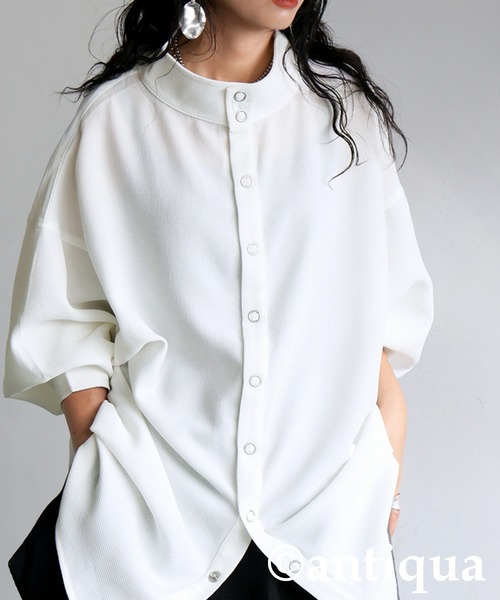 ayumiです。antiqua♛ スタンドカラー コットンシャツワンピ antiqua（アンティカ） インド綿 シャツワンピース ワンピース