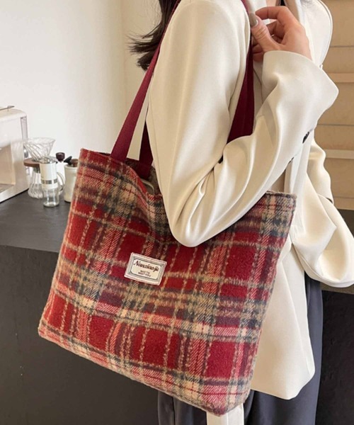 Mignonjour トートバッグ FReePLACe/A4サイズ可能 チェック柄トート
