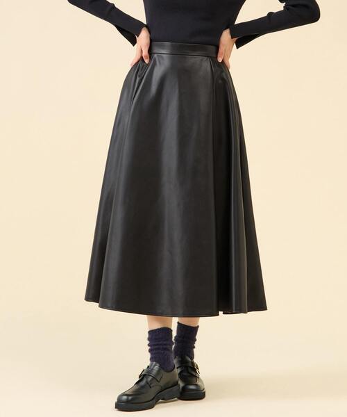 martinique（マルティニーク） スカート フェイクレザーフレアスカート