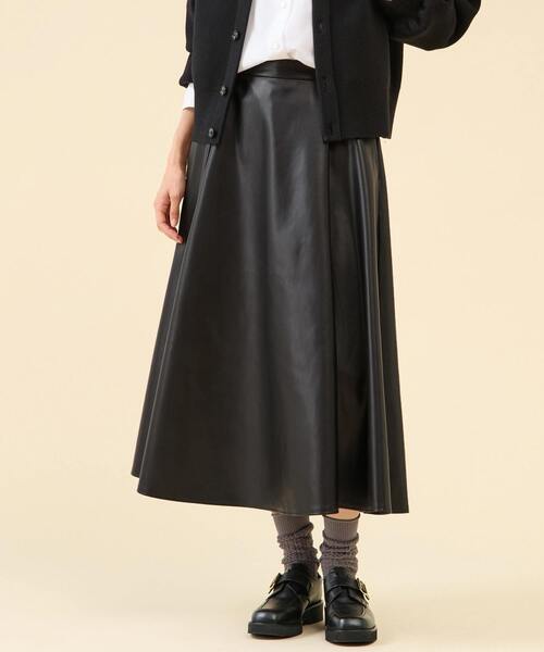 martinique（マルティニーク） スカート フェイクレザーフレアスカート