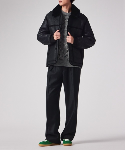 【未使用】PS ポールスミス　ムートン　黒　レザー　ライダース　ボアジャケット PS ポールスミス ムートン レザー ライダース ボアジャケット 未使用