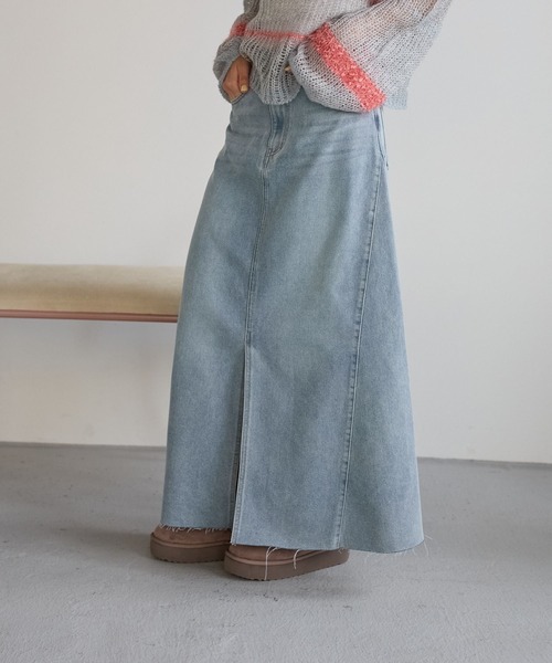 スカート デニムフレアスカート