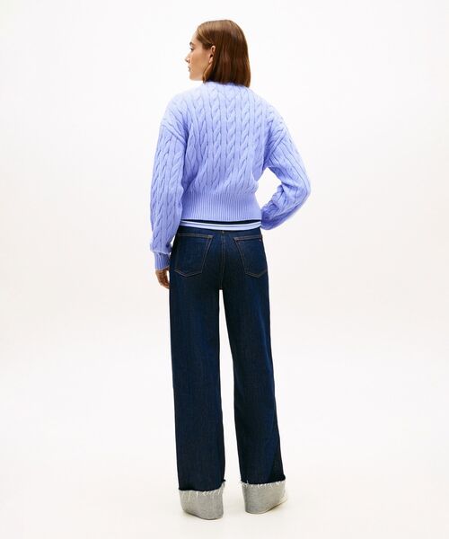 美品✨トミージーンズ ネイビー ケーブルニット　カーディガン TOMMY JEANS（トミー・ジーンズ） 【トミージーンズ】バッジケーブル