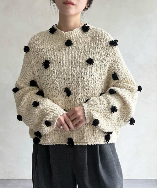 BEARDSLEY（ビアズリー） ニット セーター ぽんぽんドットニット