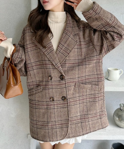 Ada. ジャケット テーラードジャケット グレン チェック オーバー