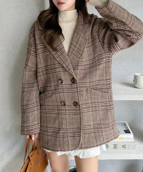 Ada. ジャケット テーラードジャケット グレン チェック オーバー