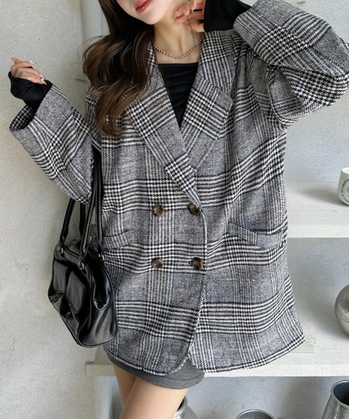 Ada. ジャケット テーラードジャケット グレン チェック オーバー