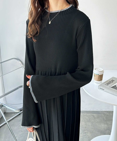 「GeeRA」 「swingby」ニットワンピース MEDIUM ブラック レディース_画像5