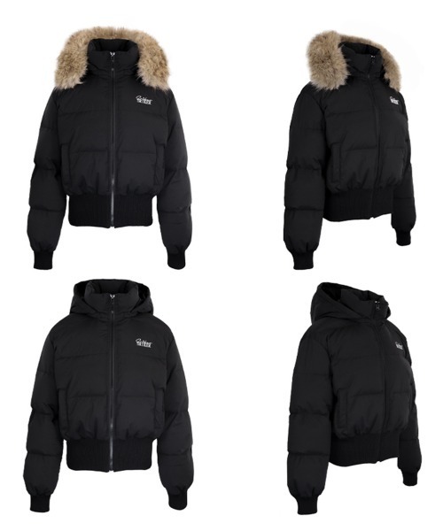 ブラックファー襟ショートダウンジャケット CELFORD（セルフォード） ダウンコート ダウンジャケット ファー襟付き