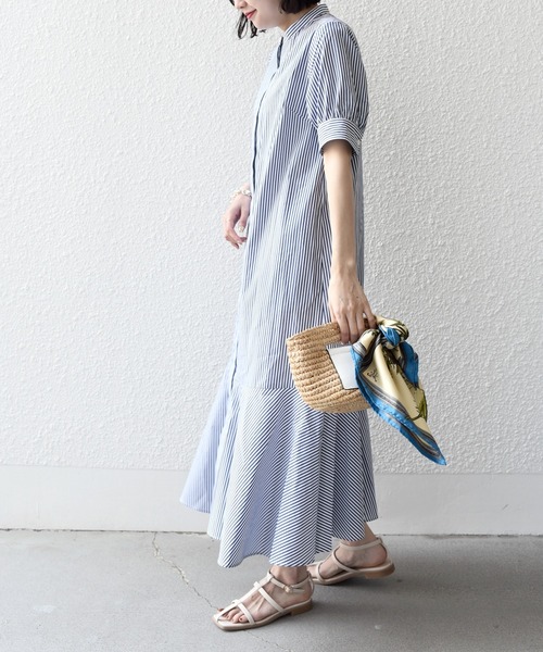 「SHIPS.me」 半袖ワンピース - ベージュ レディース_画像9