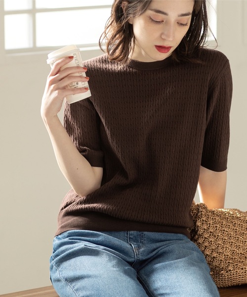 「OPAQUE.CLIP」 半袖ニット 38 ピンク レディース_画像2