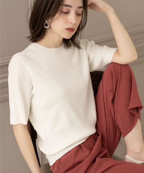 「OPAQUE.CLIP」 半袖ニット 38 ピンク レディース_画像3