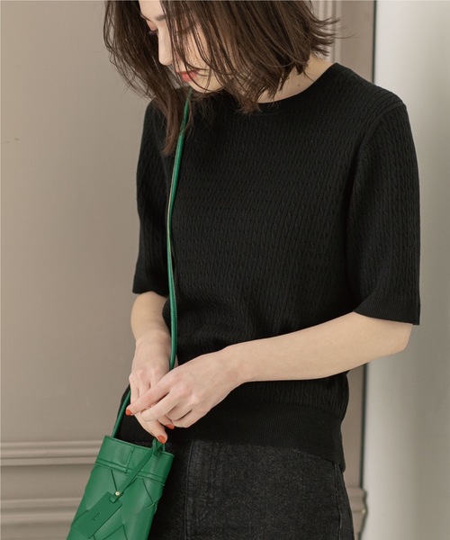 「OPAQUE.CLIP」 半袖ニット 38 ピンク レディース_画像6