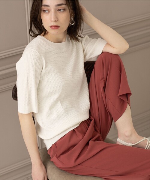 「OPAQUE.CLIP」 半袖ニット 38 ピンク レディース_画像7