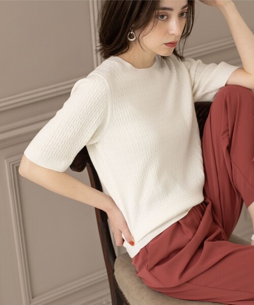 「OPAQUE.CLIP」 半袖ニット 38 ピンク レディース_画像8