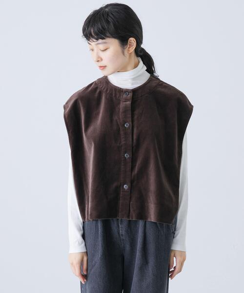 かぐれ　コットンベルベット2WAYベスト かぐれ ベスト ジレ コットンベルベット2WAYベスト レディース