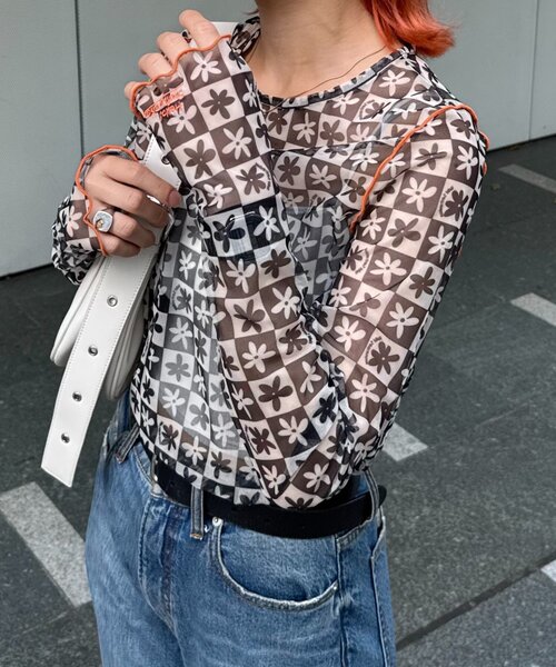 「HELLO.SANFRANCISCO」 長袖カットソー ONE SIZE オレンジ レディース_画像2