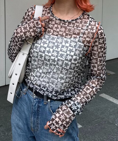 「HELLO.SANFRANCISCO」 長袖カットソー ONE SIZE オレンジ レディース_画像3