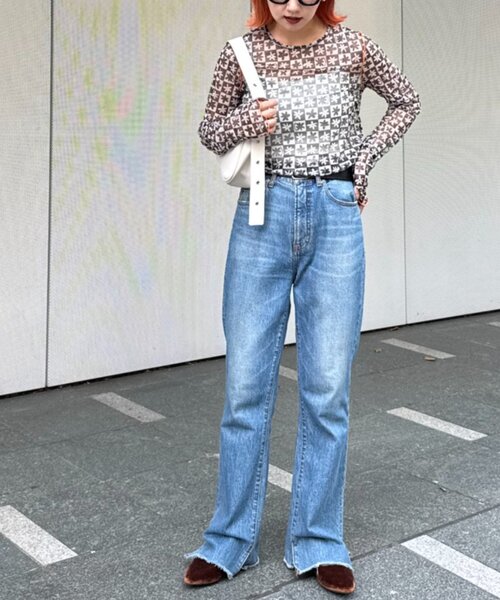 「HELLO.SANFRANCISCO」 長袖カットソー ONE SIZE オレンジ レディース_画像6