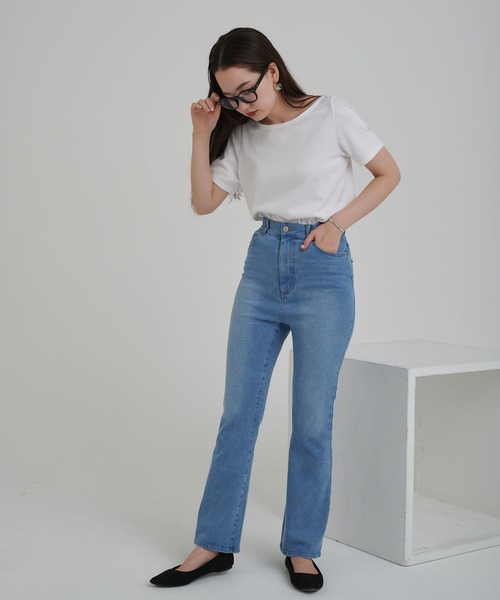 「TINA:JOJUN」 ブーツカットデニムパンツ X-SMALL インディゴブルー レディース_画像3