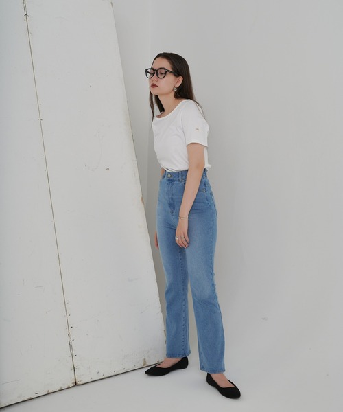 「TINA:JOJUN」 ブーツカットデニムパンツ X-SMALL インディゴブルー レディース_画像6