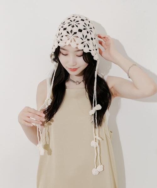 「SMELLY」 ニットキャップ - アイボリー レディース_画像2