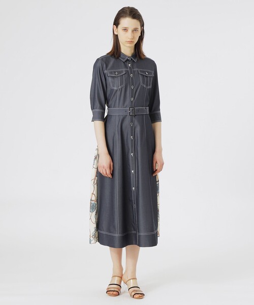 「LOVELESS」 シャツワンピース 36 ネイビー レディース_画像2